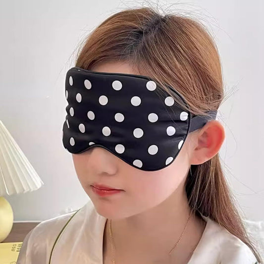 Black White Polka Dot Cooling Silky Sleep Eye Mask for Women, Nap Eye Cover for Students Office for Summer V1258-DP02-E-692