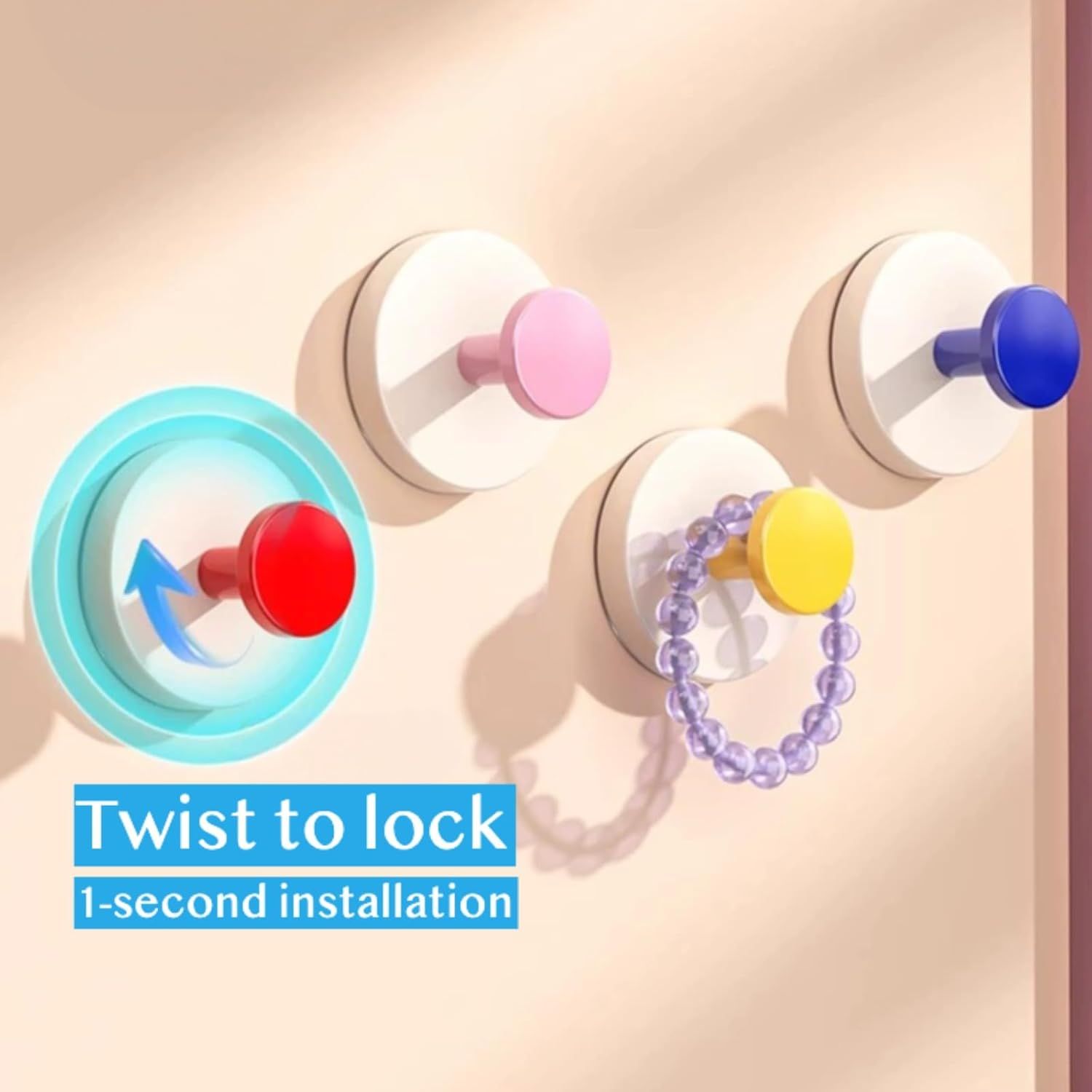 4 Pack No-Drill No-Trace Reusable Vacuum Suction Cup Hooks for Entryway, Doorway Key Holder, Hat Rack V1258-DP02-E-700