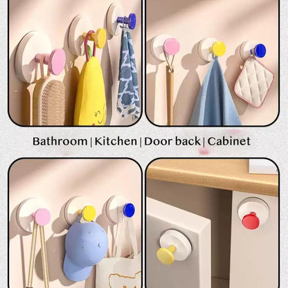 4 Pack No-Drill No-Trace Reusable Vacuum Suction Cup Hooks for Entryway, Doorway Key Holder, Hat Rack V1258-DP02-E-700