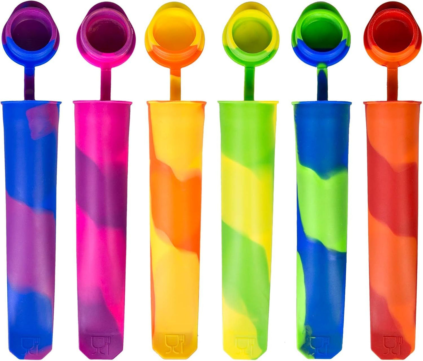 6 Pack Silicone Popsicles Molds, Multicolor Baby Popsicle Ice Pop Molds, Reusable DIY Frozen Popsicles Maker V1258-DP02-E-701