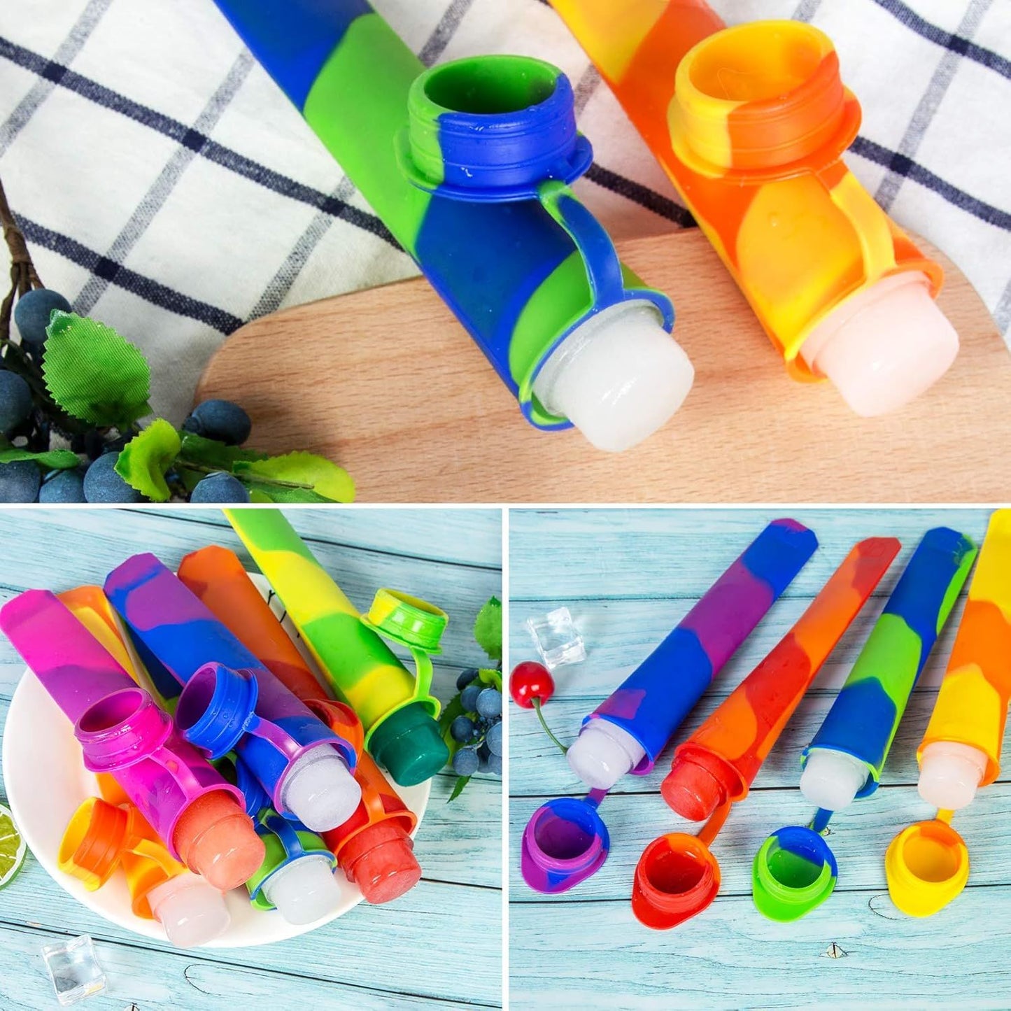 6 Pack Silicone Popsicles Molds, Multicolor Baby Popsicle Ice Pop Molds, Reusable DIY Frozen Popsicles Maker V1258-DP02-E-701