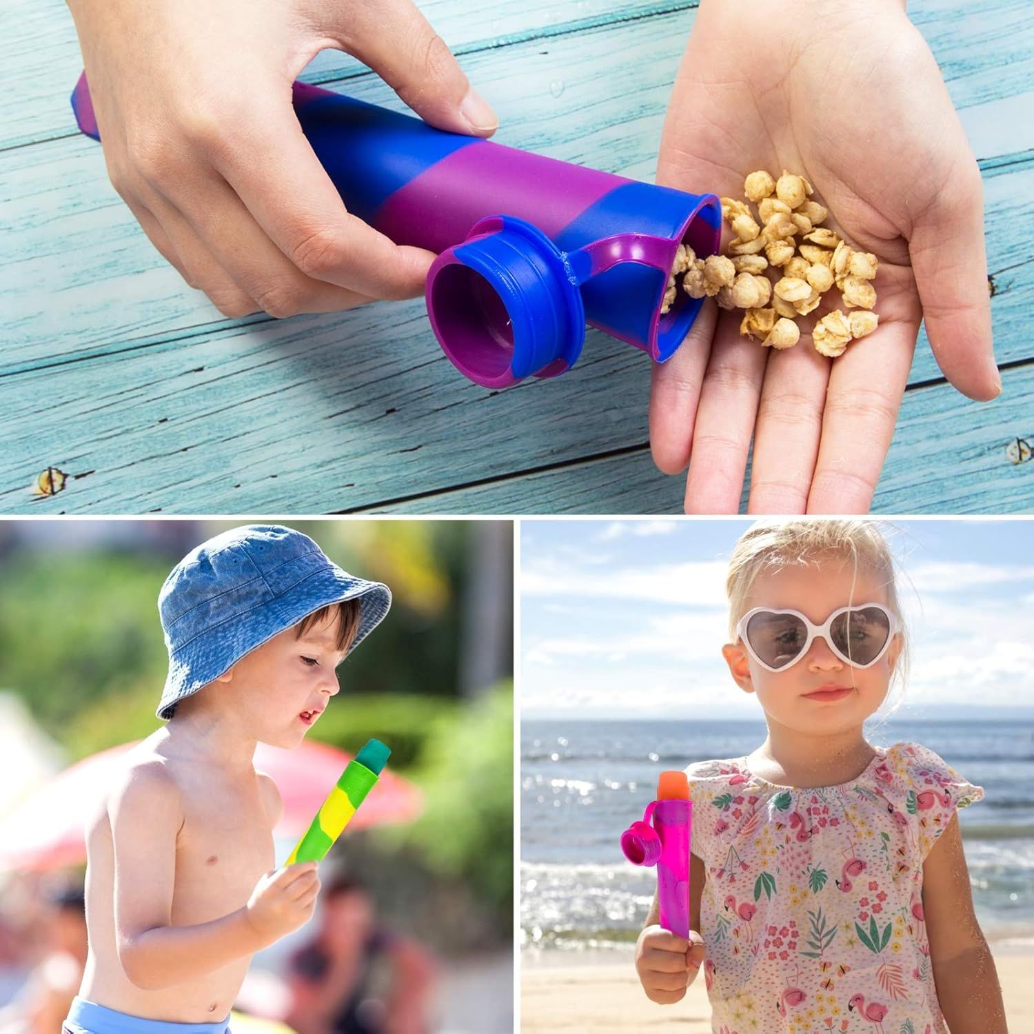6 Pack Silicone Popsicles Molds, Multicolor Baby Popsicle Ice Pop Molds, Reusable DIY Frozen Popsicles Maker V1258-DP02-E-701