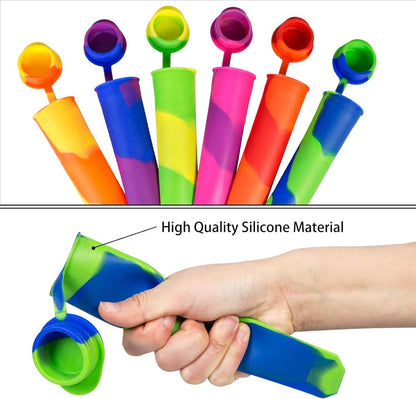6 Pack Silicone Popsicles Molds, Multicolor Baby Popsicle Ice Pop Molds, Reusable DIY Frozen Popsicles Maker V1258-DP02-E-701