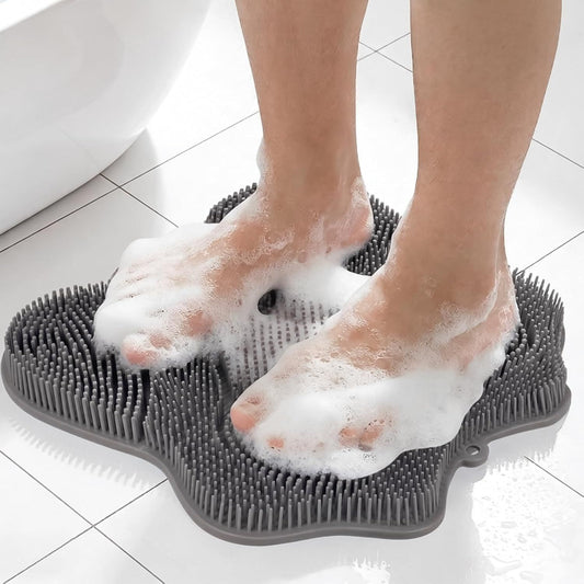 Silicone Shower Foot Scrubber Mat,Back Washer Bath Wash Pad Exfoliating & Massage, Wall Mounted Slip Strong V1258-DP02-E-702