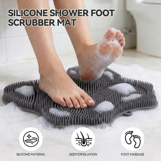 Silicone Shower Foot Scrubber Mat,Back Washer Bath Wash Pad Exfoliating & Massage, Wall Mounted Slip Strong V1258-DP02-E-702