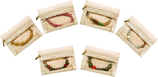 6pcs Travel Jewelry Bags,Portable Zipped Pouches Bags for Jewelries Necklaces Rings Earrings Storage V1258-DP02-E-707