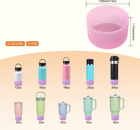 4Pcs Silicone Bottle Boot, Bottom Protector Compatible with Most Water Bottles V1258-DP02-E-709