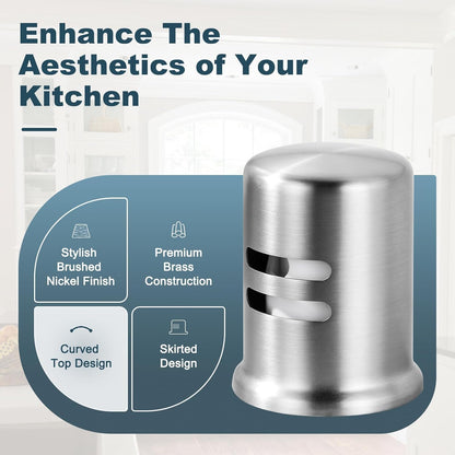 Dishwasher Air Gap Cover for Kitchen, Solid Brass Air Gap Cap with Skirted Design, Dishwasher Overflow Vent V1258-DP02-E-71