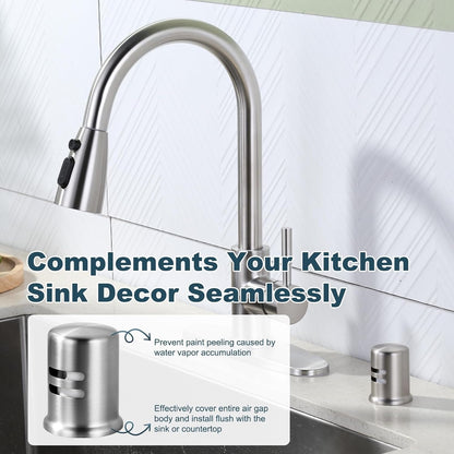 Dishwasher Air Gap Cover for Kitchen, Solid Brass Air Gap Cap with Skirted Design, Dishwasher Overflow Vent V1258-DP02-E-71