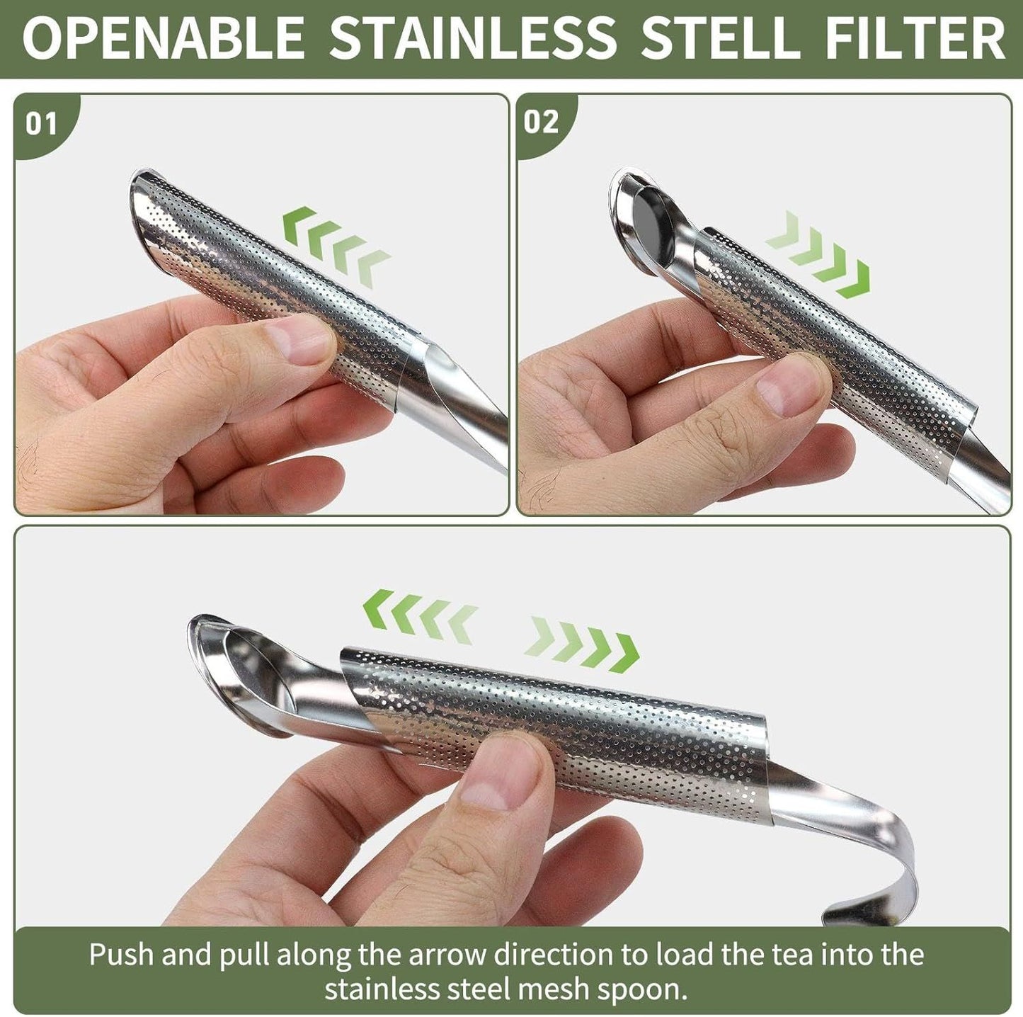 3 Pack Tea Infuser, Tea Strainer with Extra Fine Mesh for Loose Tea Leaf, Long Handle Stainless Steel Tea V1258-DP02-E-711