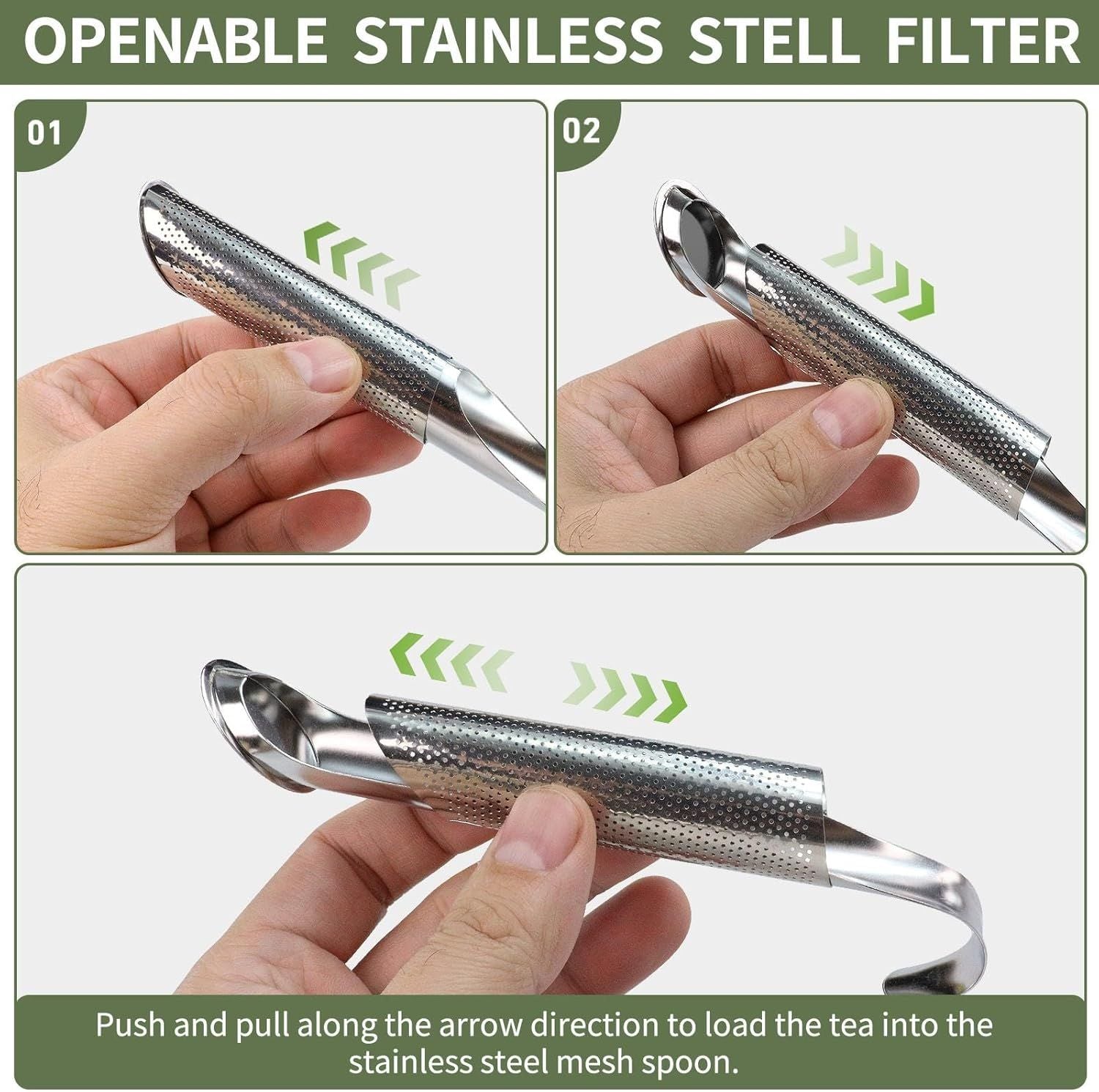 3 Pack Tea Infuser, Tea Strainer with Extra Fine Mesh for Loose Tea Leaf, Long Handle Stainless Steel Tea V1258-DP02-E-711