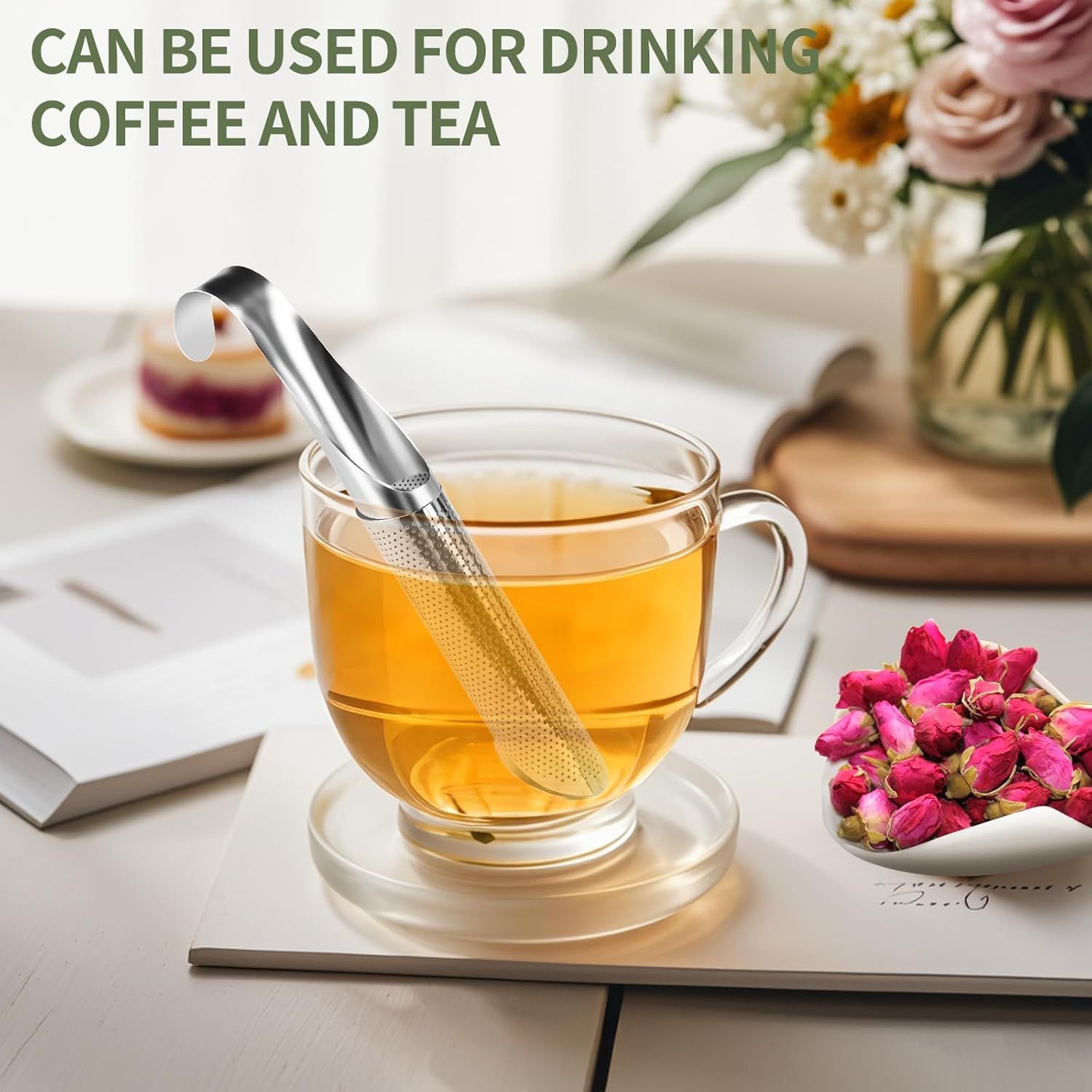 3 Pack Tea Infuser, Tea Strainer with Extra Fine Mesh for Loose Tea Leaf, Long Handle Stainless Steel Tea V1258-DP02-E-711