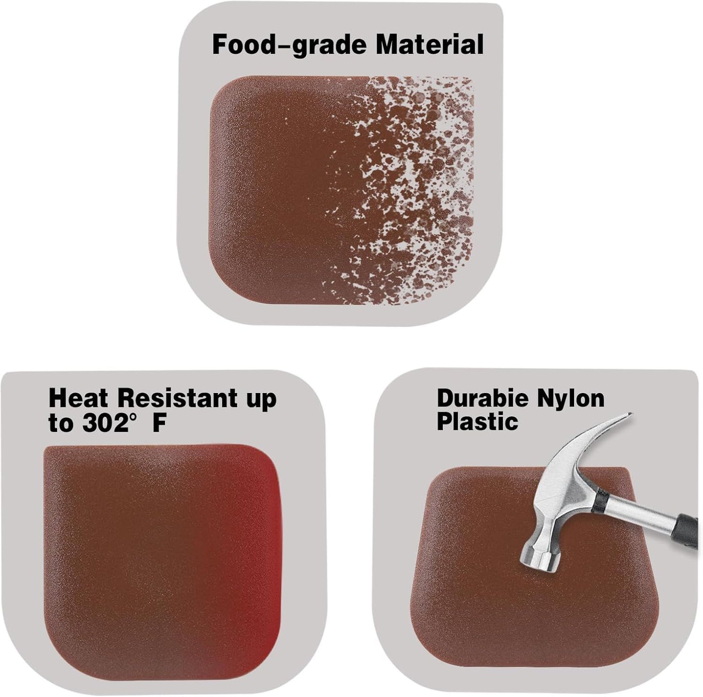 10 Pcs Pan Scrapers,Plastic Scraper Pot and Pan Cleaning Tools Brown Kitchen Scraper for Pot,Wok,Skillet,Grill V1258-DP02-E-712