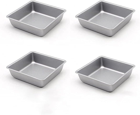 Flunyina 4 Inches Non-Stick Square Cake Pans Set of 4 Carbon Steel Cake Molds for Home Daily Housewarming V1258-DP02-E-715