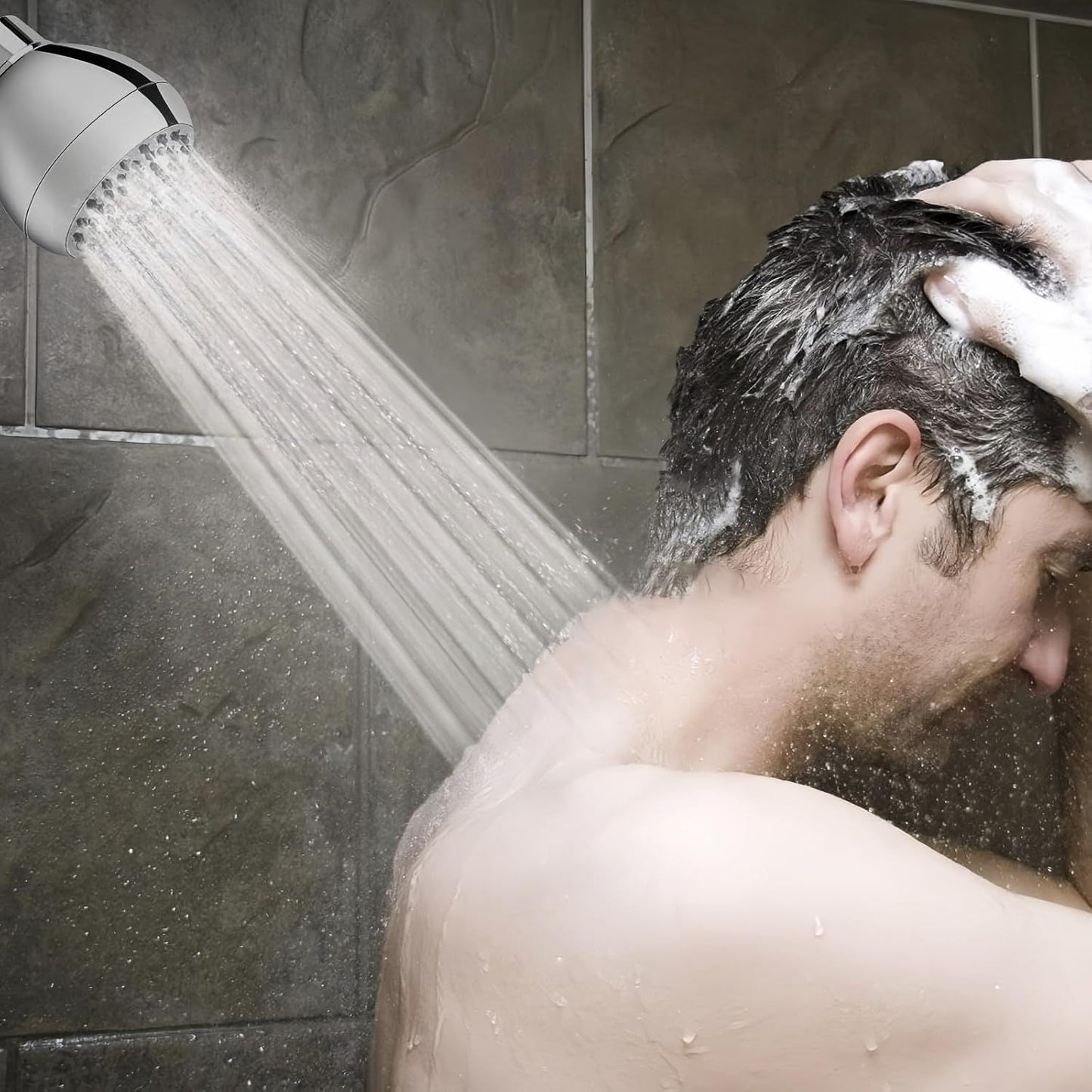 High Pressure Shower Head 3" Chrome - 360 degrees Rotating Self-Cleaning Jets, Water Saving Flow Optimizer, V1258-DP02-E-716