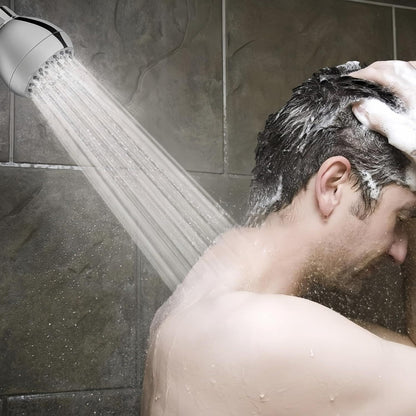 High Pressure Shower Head 3" Chrome - 360 degrees Rotating Self-Cleaning Jets, Water Saving Flow Optimizer, V1258-DP02-E-716