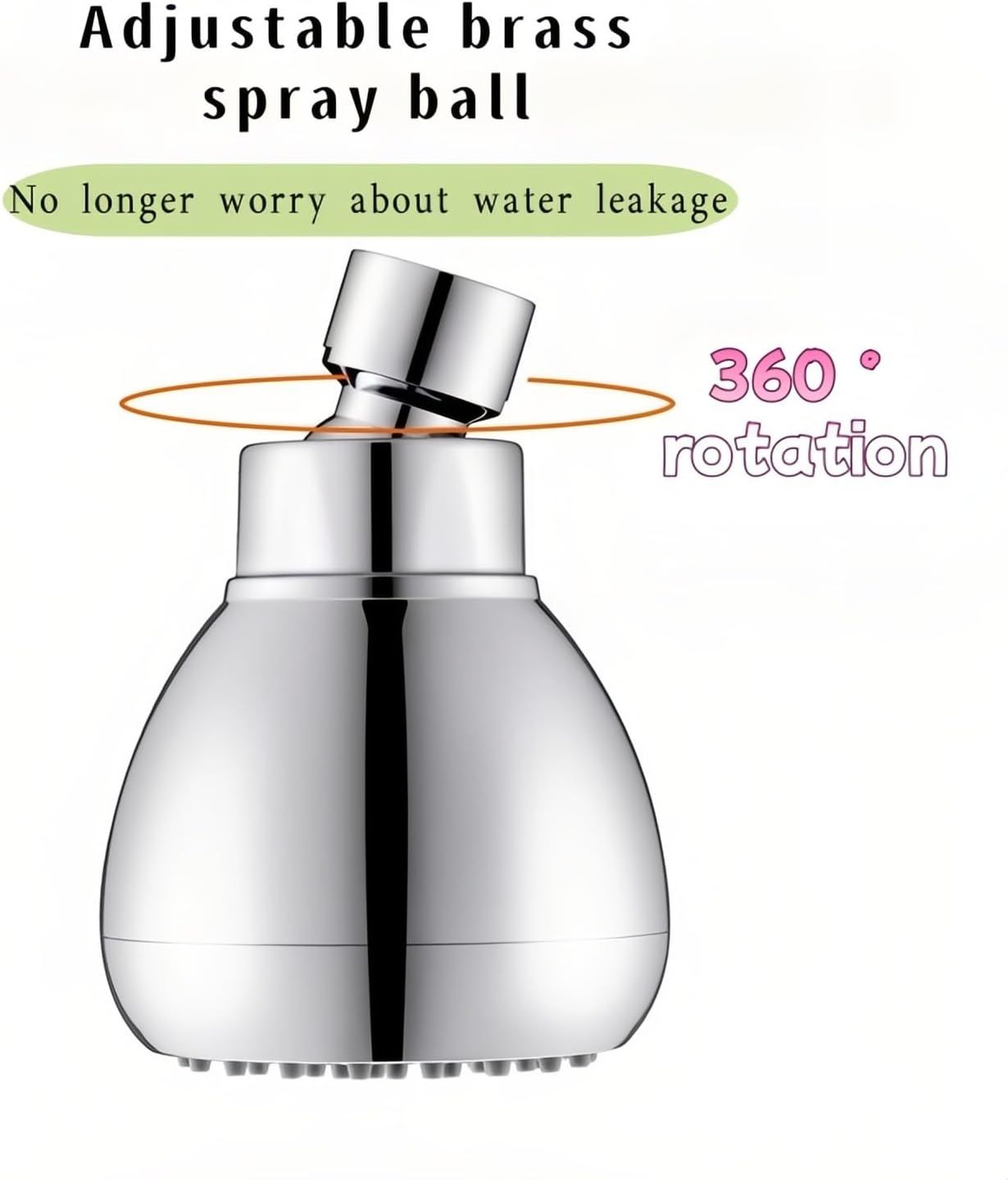 High Pressure Shower Head 3" Chrome - 360 degrees Rotating Self-Cleaning Jets, Water Saving Flow Optimizer, V1258-DP02-E-716