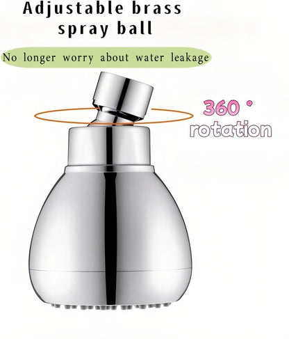 High Pressure Shower Head 3" Chrome - 360 degrees Rotating Self-Cleaning Jets, Water Saving Flow Optimizer, V1258-DP02-E-716