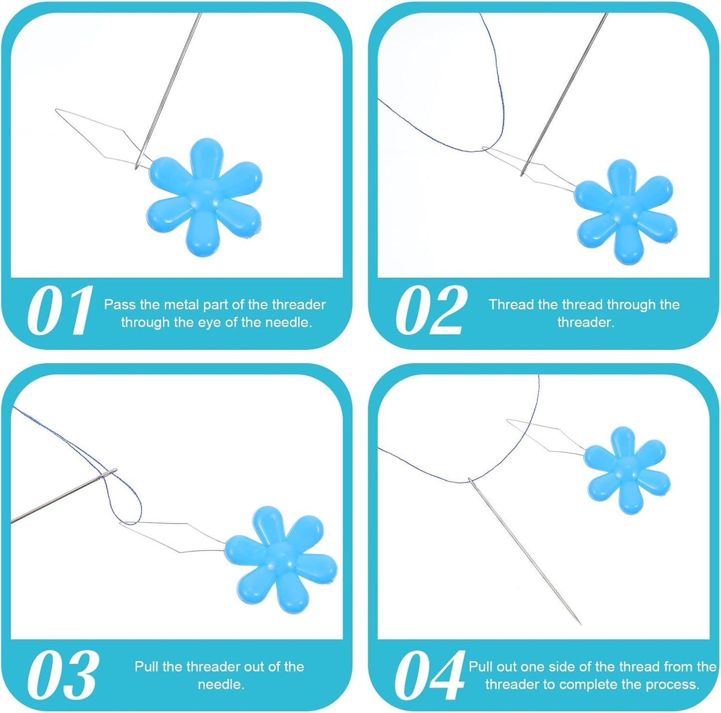 100 PCS Flower Shaped Needle Threaders for Sewing, Multicolor Embroidery Threader, Flower Head Needle V1258-DP02-E-731