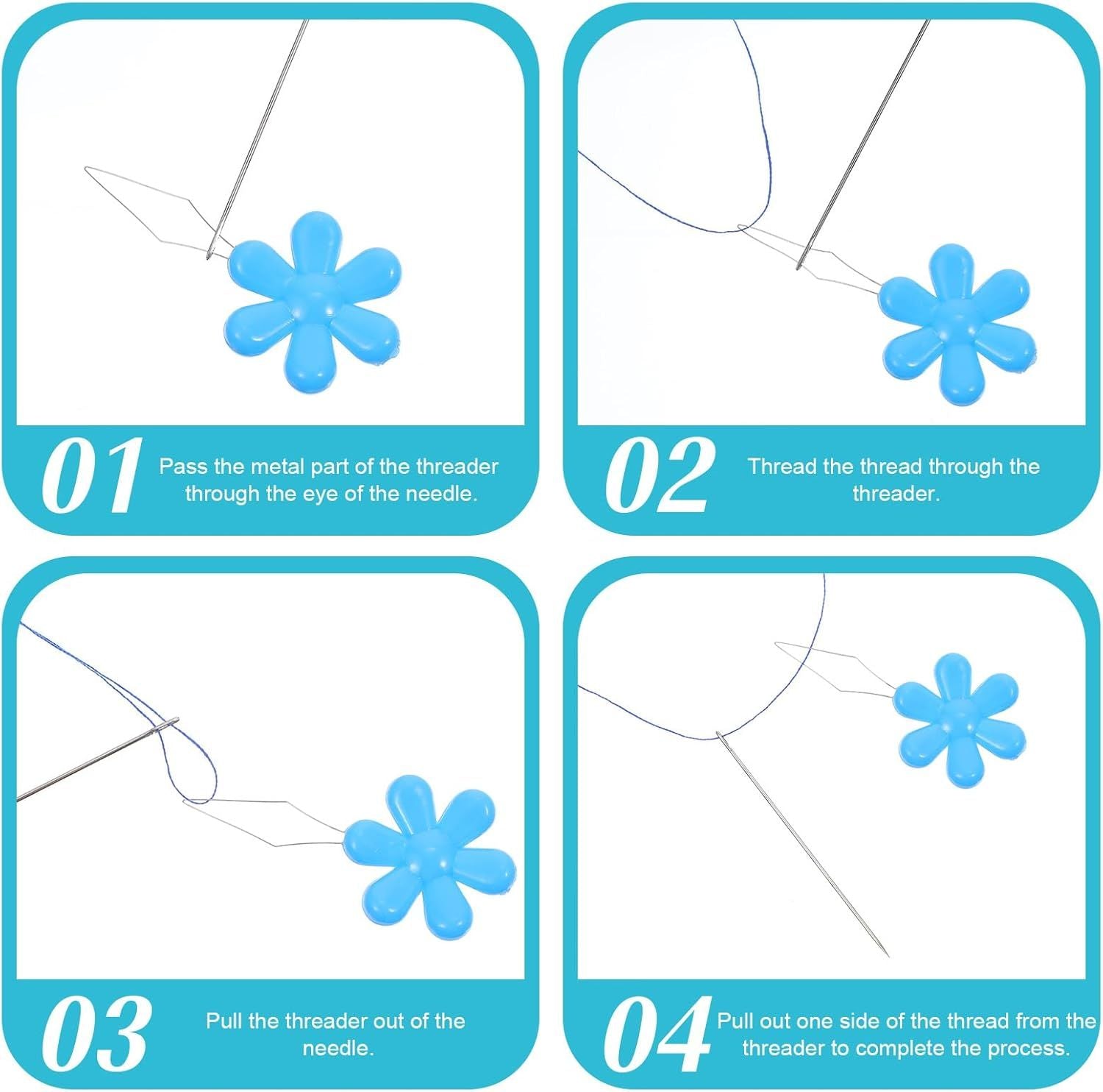 100 PCS Flower Shaped Needle Threaders for Sewing, Multicolor Embroidery Threader, Flower Head Needle V1258-DP02-E-731