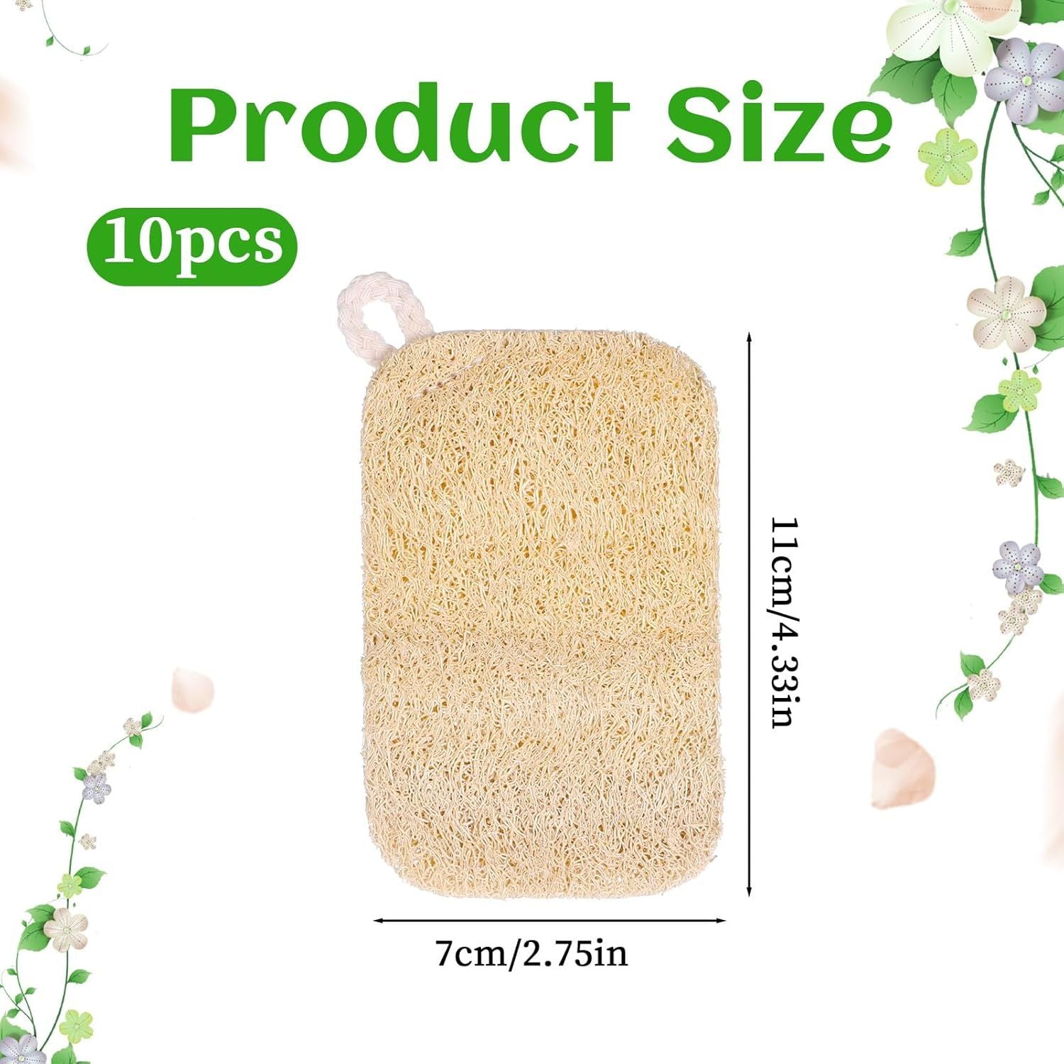 10 PCS Natural Sponges for Dishes, Loofah Dish Sponge for Kitchen Compostable Natural Loofah Sponges V1258-DP02-E-732