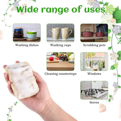10 PCS Natural Sponges for Dishes, Loofah Dish Sponge for Kitchen Compostable Natural Loofah Sponges V1258-DP02-E-732