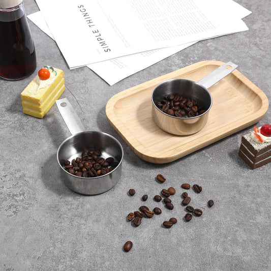 2 PCS 1/2 Cup Dog Food Scoop, 1/2 Cup Measuring Scoop, 125ml Stainless Steel Half Cups Dog Food Scoops for V1258-DP02-E-733