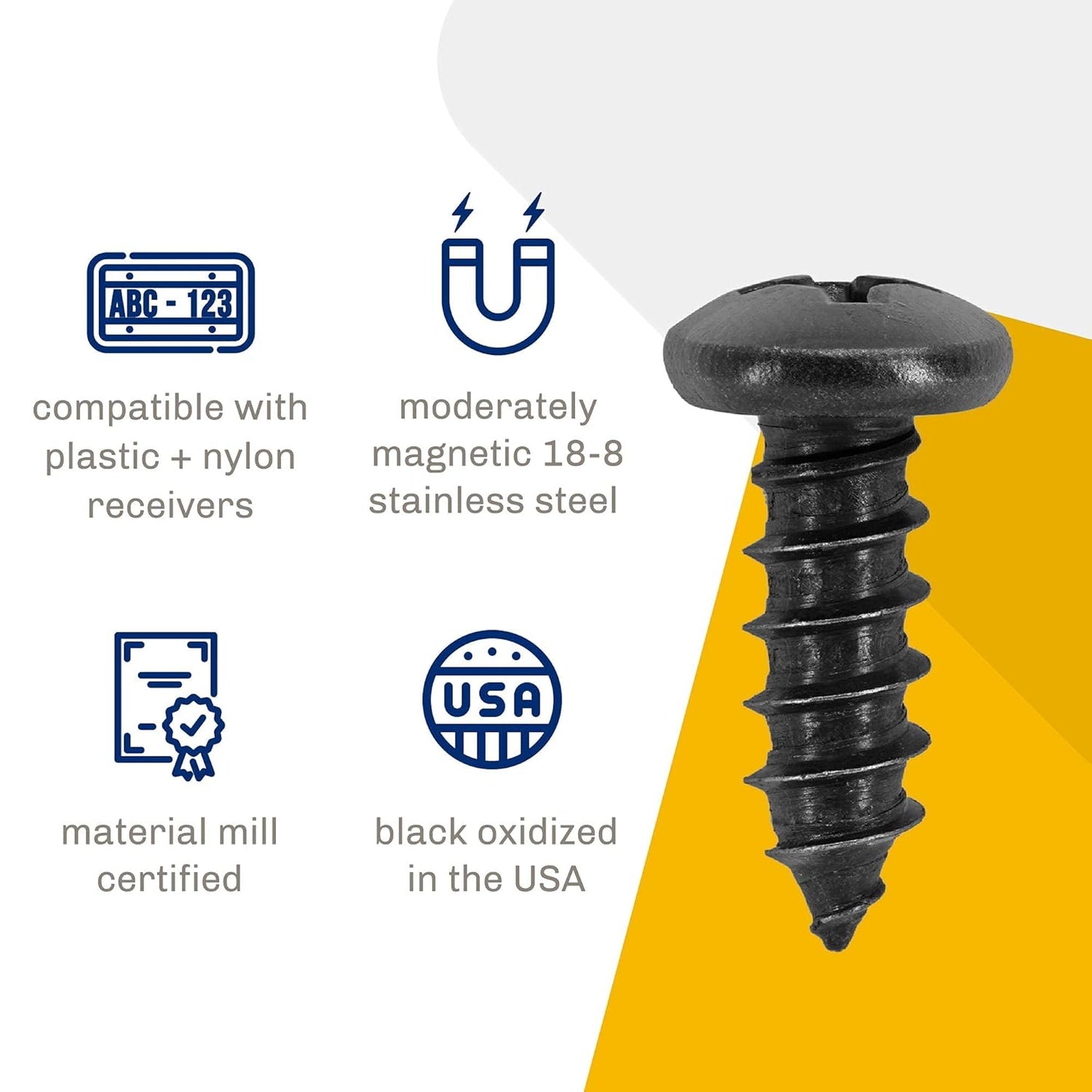 Stainless Steel Screws - Black Head, Oxidized Finish (Pack of 4) V1258-DP02-E-74