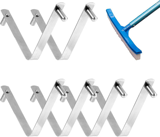 6pcs Pool Brush V-Shaped Clip, Stainless Steel Double Pin Spring Button Clip Pool Pole Butterfly Clips for V1258-DP02-E-743