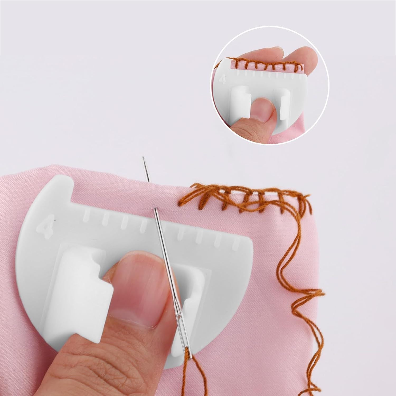 3pcs Sewing Needle Gauge Measuring Tool, Finger Thumb Ruler Sewing Template Lockranding Guide Tool for DIY V1258-DP02-E-747