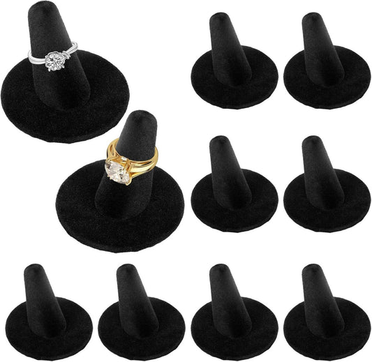 10pcs Black Velvet Ring Display Stand, Ring Holder Organizer Jewelry Storage Case Display Accessories for V1258-DP02-E-749