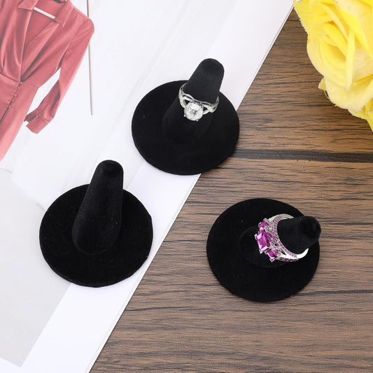 10pcs Black Velvet Ring Display Stand, Ring Holder Organizer Jewelry Storage Case Display Accessories for V1258-DP02-E-749