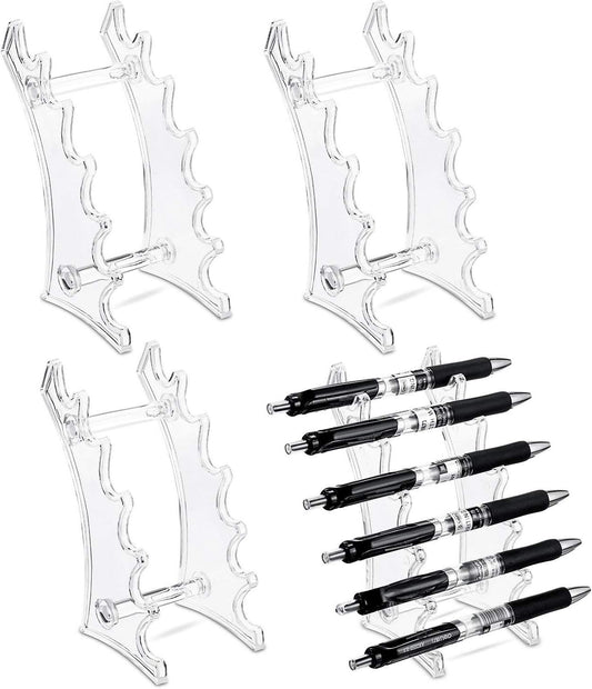 Set of 4 Plastic Pen Holder 6-slots Display Stand Eyebrow Pen Stand Makeup Brush Rack Organizer for Home V1258-DP02-E-764