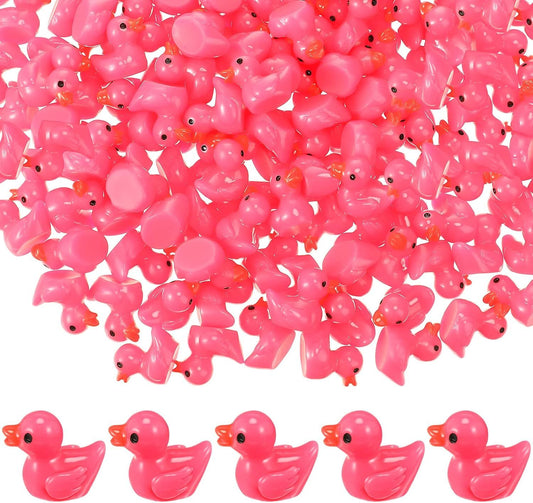 150 Pcs Mini Resin Ducks Pink Tiny Ducks Miniature Duckies Bulk Small Plastic Duckies Figures for Office Home V1258-DP02-E-768
