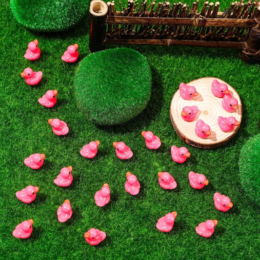 150 Pcs Mini Resin Ducks Pink Tiny Ducks Miniature Duckies Bulk Small Plastic Duckies Figures for Office Home V1258-DP02-E-768