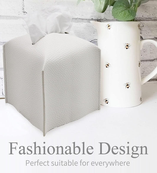 Tissue Box Cover, Square Decorative PU Leather Tissue Box Holder Modern Tissue Case Facial Paper Organizer V1258-DP02-E-776