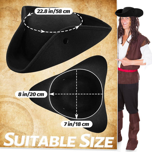 Pirate Hat for Men Women,Pirate Costume Accessories Hat,Colonial Triangle Hat for Halloween,Dress Up Party V1258-DP02-E-780