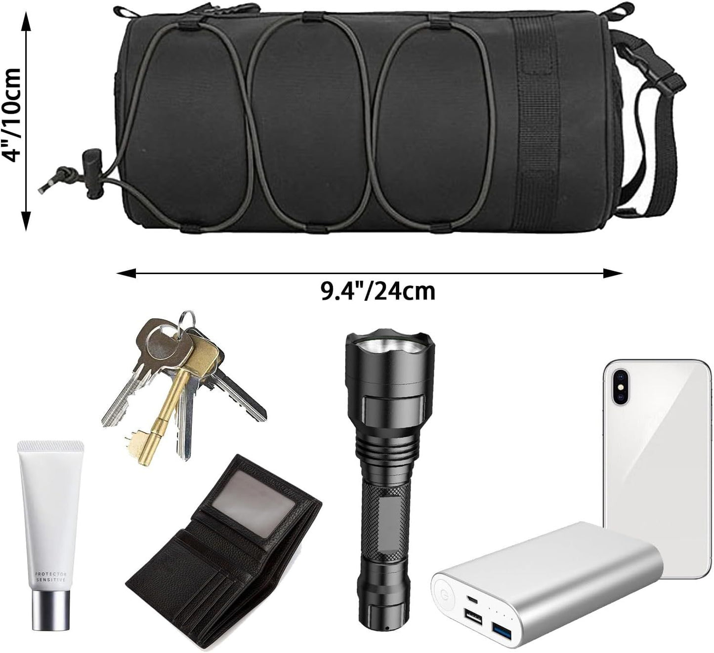 2.5L Bike Handlebar Bag, Waterproof Bicycle Accessories, Bike Frame Front Pouch with Zipper and Shoulder Strap V1258-DP02-E-781