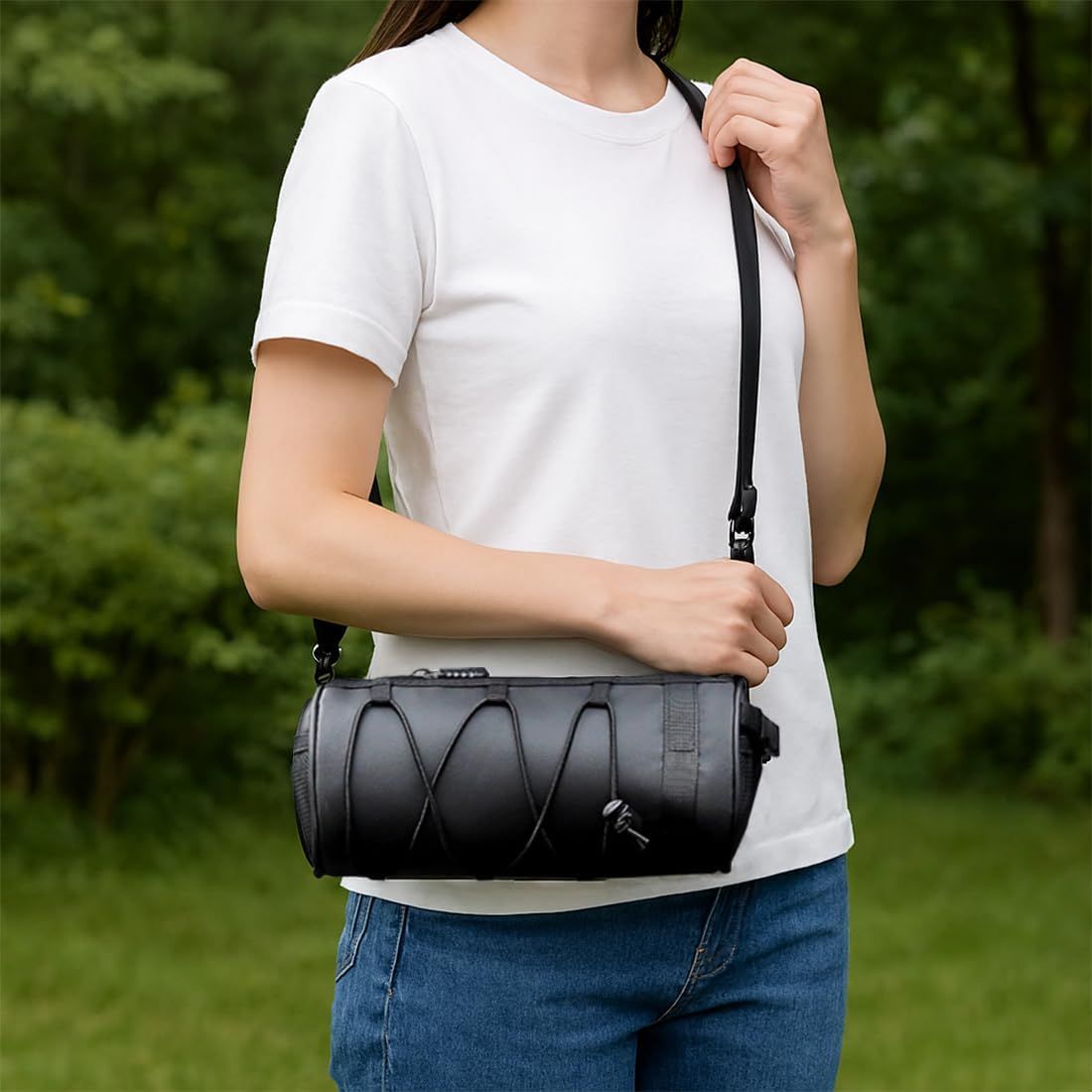 2.5L Bike Handlebar Bag, Waterproof Bicycle Accessories, Bike Frame Front Pouch with Zipper and Shoulder Strap V1258-DP02-E-781