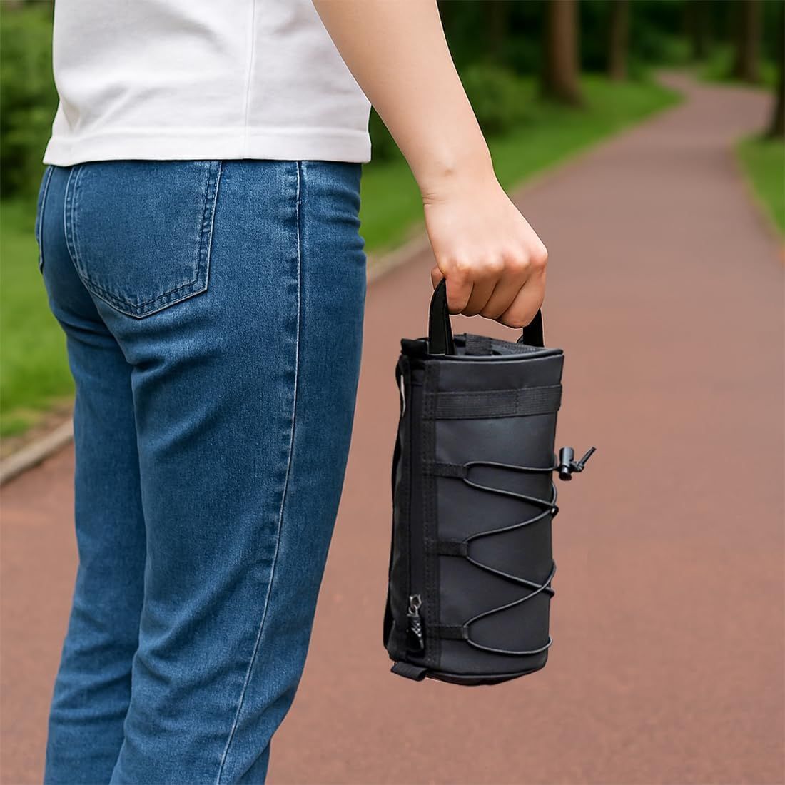 2.5L Bike Handlebar Bag, Waterproof Bicycle Accessories, Bike Frame Front Pouch with Zipper and Shoulder Strap V1258-DP02-E-781