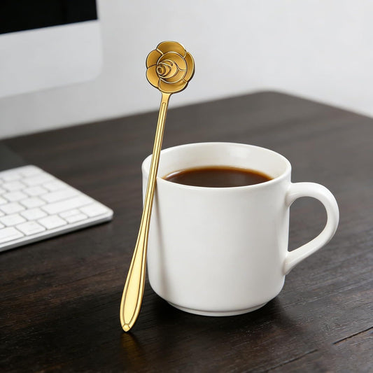 24PCS Gold Coffee Espresso Spoons, 5 Inch Stainless Steel Small Spoon for Dessert, Tea, Demitasse Stirring, V1258-DP02-E-784