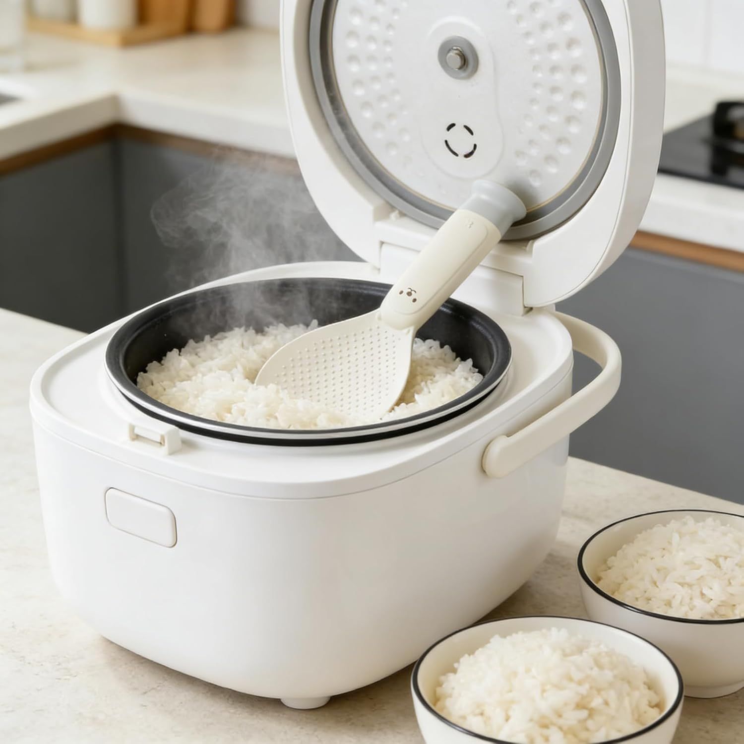2PCS Plastic Rice Spoon, Non Stick Standing Rice Paddle, Heat Resistant Scooper for Kitchen, Cooker, Home, V1258-DP02-E-785