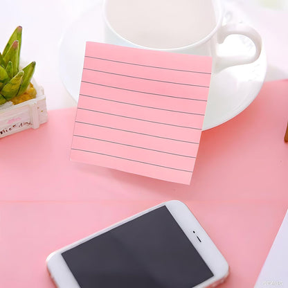 Pink Lined Sticky Notes, 3"x3" Self-Stick Note Pads, 6 Pads, 100 Sheets/Pad, Total 600 Sheet V1258-DP02-E-786