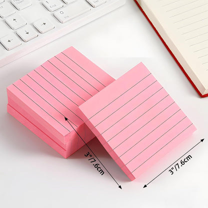 Pink Lined Sticky Notes, 3"x3" Self-Stick Note Pads, 6 Pads, 100 Sheets/Pad, Total 600 Sheet V1258-DP02-E-786