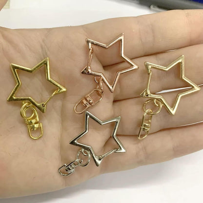 60PCS Star Shaped Keychain, 2 Colors, Metal Hanging Buckle, Spring Snap Hook with Open Jump Ring Connector V1258-DP02-E-788