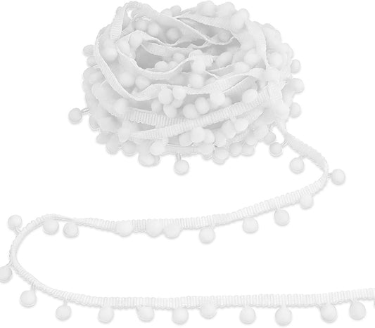 30 Yards Mini Pom Poms Trim Ribbon, 0.79" Wide Single Edge Ball Trim Fringe Sewing Ribbon Crafts Pompoms V1258-DP02-E-793