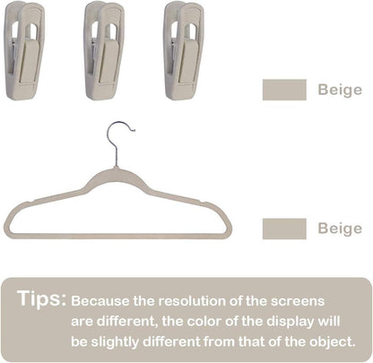 Velvet Hangers - Strong Finger Clips for Thin Pants (20pc, Beige) V1258-DP02-E-796