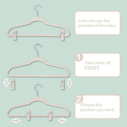 Velvet Hangers - Strong Finger Clips for Thin Pants (20pc, Beige) V1258-DP02-E-796