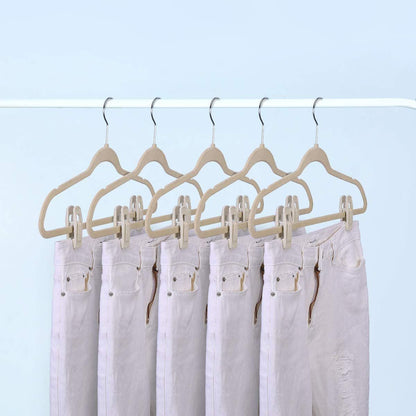 Velvet Hangers - Strong Finger Clips for Thin Pants (20pc, Beige) V1258-DP02-E-796