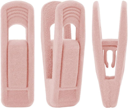 Light Pink Velvet Hangers - Strong Finger Clips for Thin Hangers, Perfect for Suits, Skirts, Pants & Baby V1258-DP02-E-797
